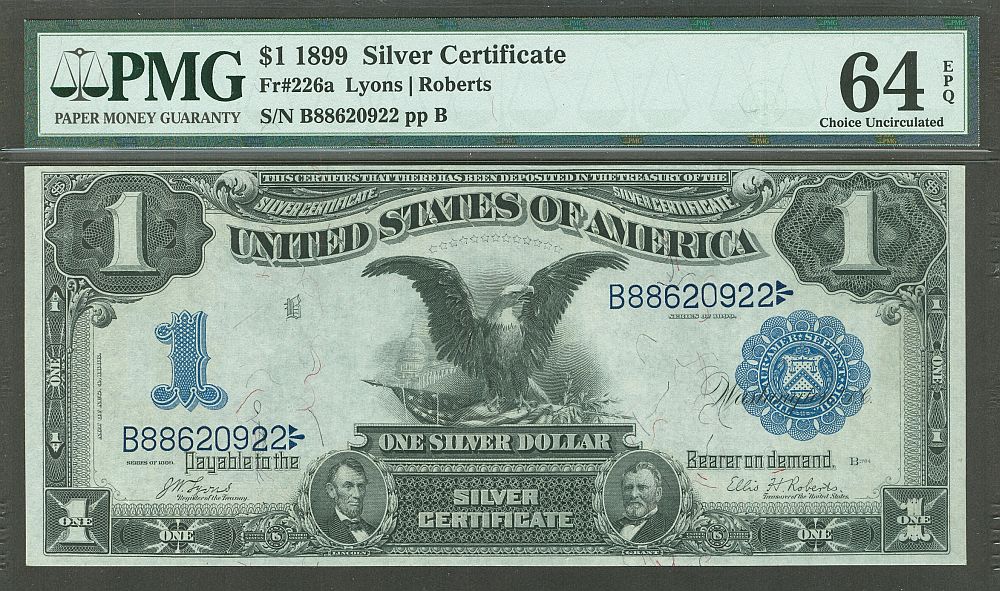 Fr.226a, 1899 $1 Silver Certificate, B88620922, vChCU, PMG64-EPQ